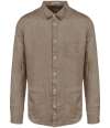SP504 Spasso Long Sleeve Linen Shirt Cream Coffee colour image